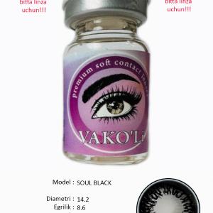 SOUL BLACK  0.00  Цветные ЧЕРНЫЕ контактные линзы, для красоты. 1 Линза