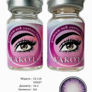 S3-114 VIOLET  0.00 2PS  Цветные ФИОЛЕТОВЫЕ контактные линзы, для красоты. 2 Линзы.