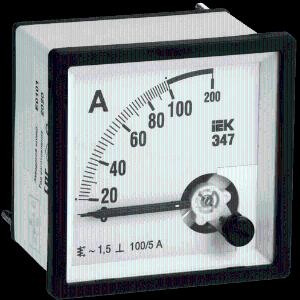 Ampermetr analog E47 200/5A aniqlik sinfi 1,5 72x72 mm IEK