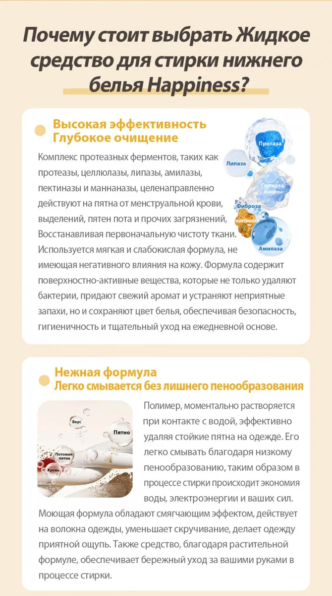 Happiness ichki kiyimlari uchun suyuq hidli kir yuvish vositasi