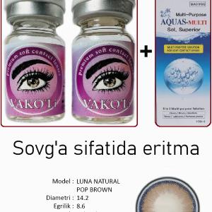 LUNA NATURAL POP BROWN 0.00 2PS с Раствором Цветные КАРИЕ  2 Линзы+Раствор в Подарок