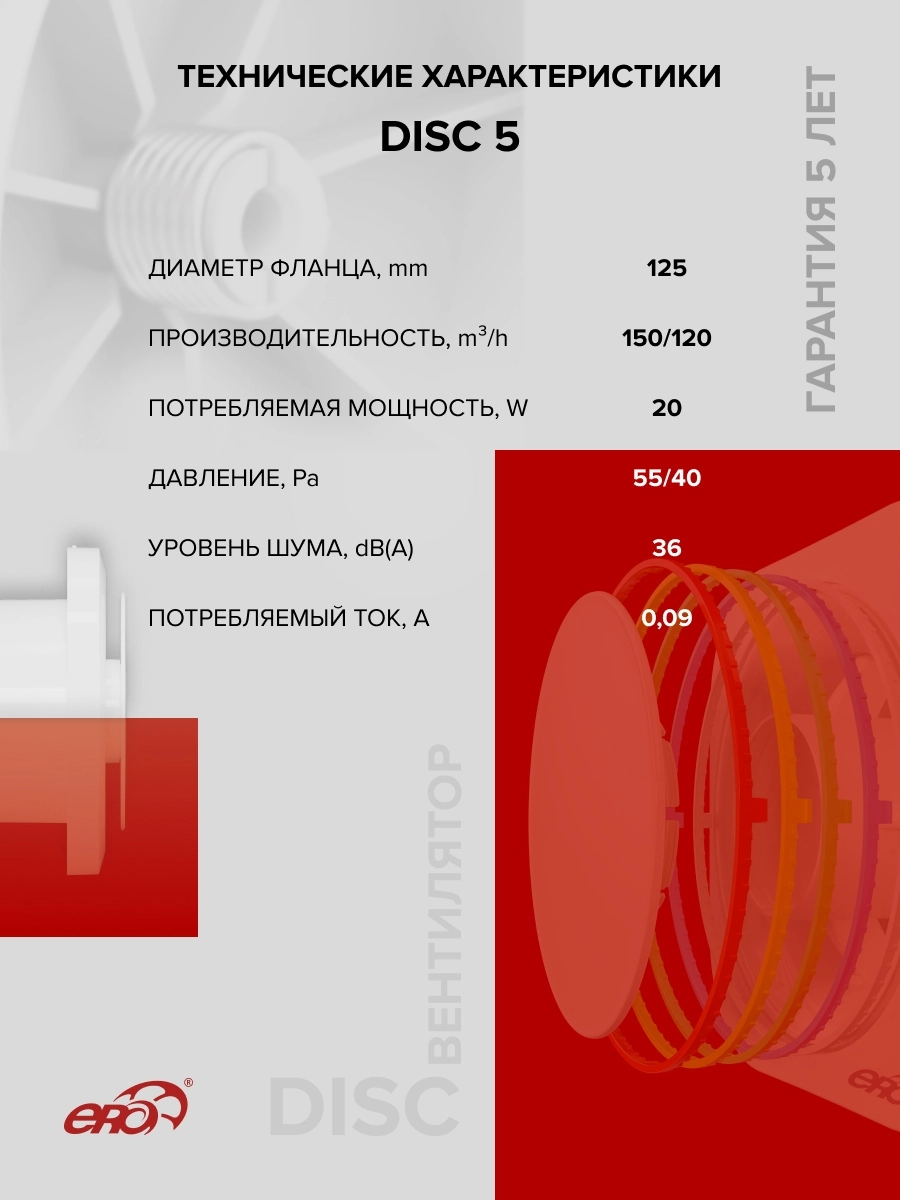 Вентилятор накладной Disc D125 Era