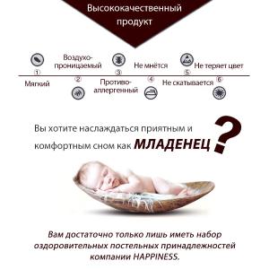 Турмалиновый наматрасник с отрицательно заряженными ионами Happiness