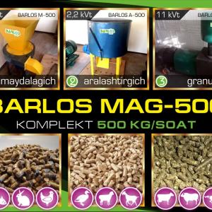 To'plam: Granulyator + Maydalagich + Mikser = 650 kg/soat