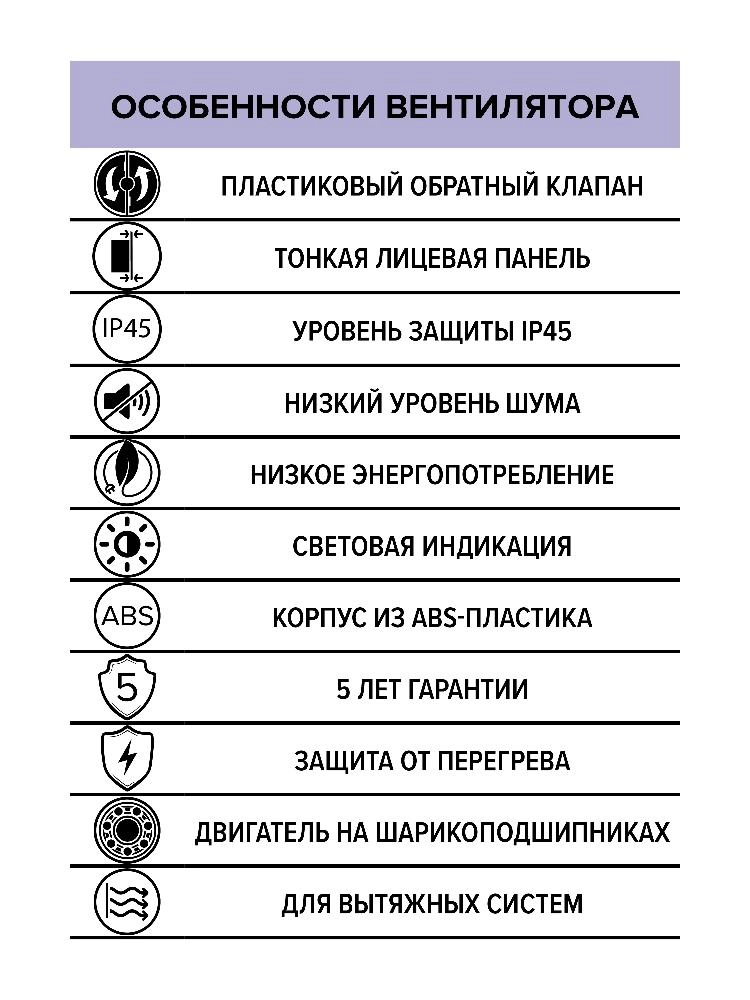 Вентилятор накладной Slim D100 обратный клапан Diciti