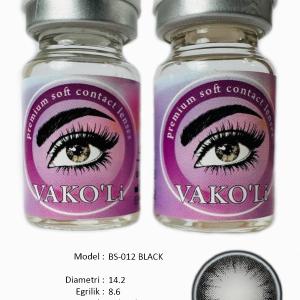 BS-012 BLACK  0.00 2PS  Цветные ЧЕРНЫЕ контактные линзы, для красоты. 2 Линзы.