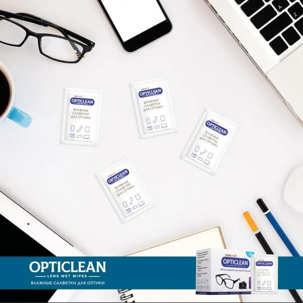 Влажные cалфетки для оптики и гаджетов Opticlean