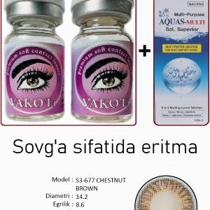 S3-677 CHESTNUT BROWN 0.00 2PS с Раствором Цветные КАРИЕ  2 Линзы+Раствор в Подарок