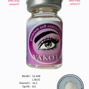 S3-448 L.BLUE  0.00  Цветные ГОЛУБЫЕ контактные линзы, для красоты. 1 Линза
