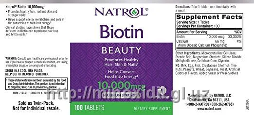 Biotin 10 000 mkg, Natrol, 100 tabletka