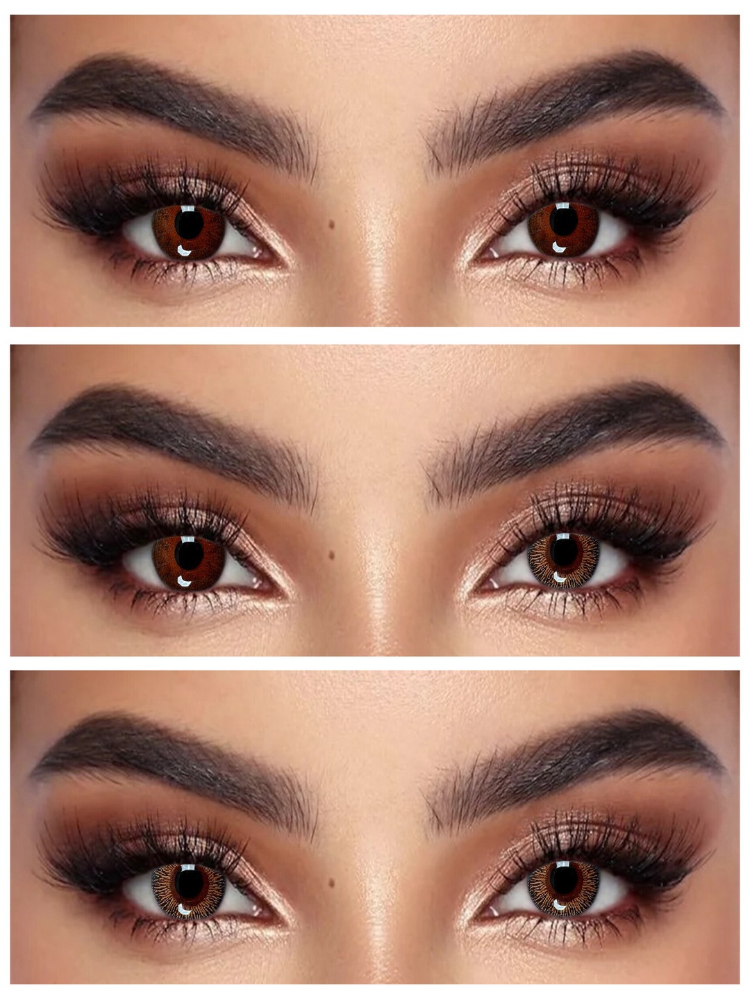 S3-402 BROWN 0.00 Rangli QO‘NG‘IR linzalari, go‘zallik uchun. 1 dona linza