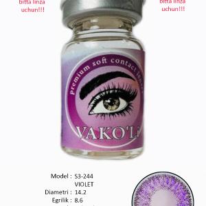 S3-244 VIOLET  0.00 Цветные ФИОЛЕТОВЫЕ контактные линзы, для красоты. 1 Линза