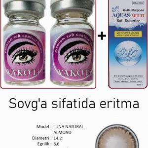 LUNA NATURAL ALMOND 0.00 2PS 0.00 2PS с Раствором Цветные КАРИЕ  2 Линзы+Раствор в Подарок
