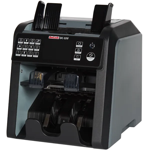 МУЛЬТИВАЛЮТНЫЙ СЧЁТЧИК БАНКНОТ 2-Х КАРМАННЫЙ (2 CIS) DOCASH DC-55V