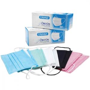 Uch qavatli tibbiy niqob, 50 dona