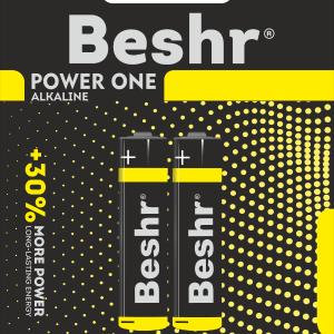 Батарейки мизинчиковые, размер ААА, 2шт,  Beshr Power One Alkaline LR03 1.5 В, щелочные