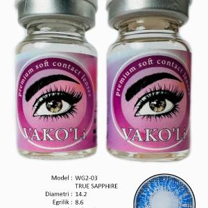 WG2-03 TRUE SAPPHIRE  0.00 2PS Цветные ГОЛУБЫЕ контактные линзы, для красоты. 2 Линзы.