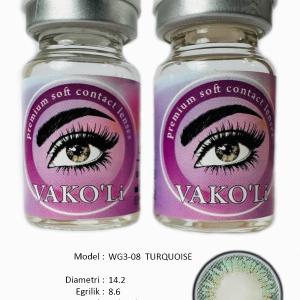 WG3-08 TURQUOISE  0.00 2PS  Цветные ЗЕЛЕНЫЕ контактные линзы, для красоты. 2 Линзы.