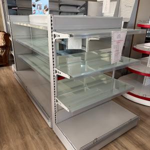 Parfumeriya va dorixonalar uchun shisha stelaj