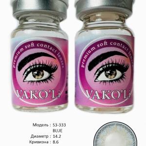 S3-333 BLUE  0.00 2PS Цветные ГОЛУБЫЕ контактные линзы, для красоты. 2 Линзы.