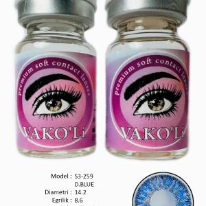 S3-259 D.BLUE  0.00 2PS Цветные ГОЛУБЫЕ контактные линзы, для красоты. 2 Линзы.