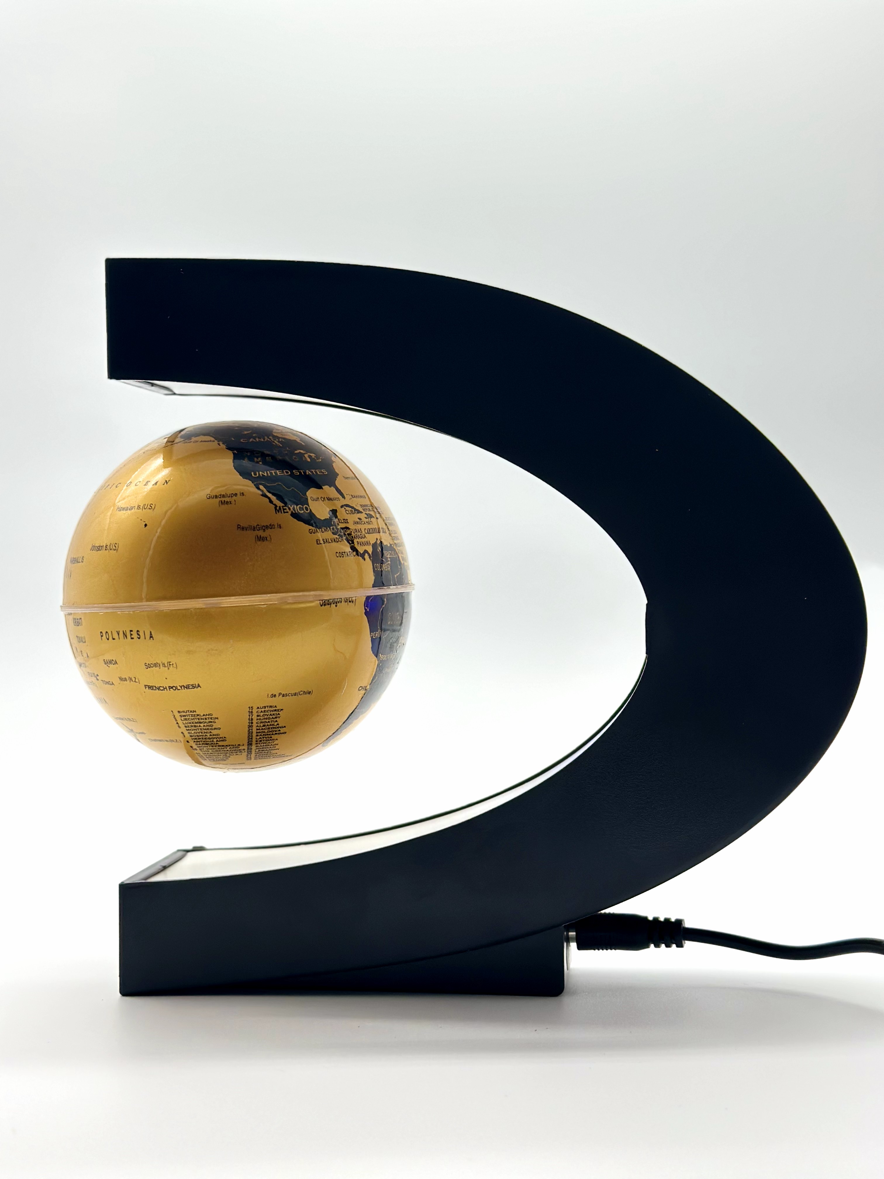 Левитирующий глобус, светильник-ночник светильник с LED подсветкой, золотой.