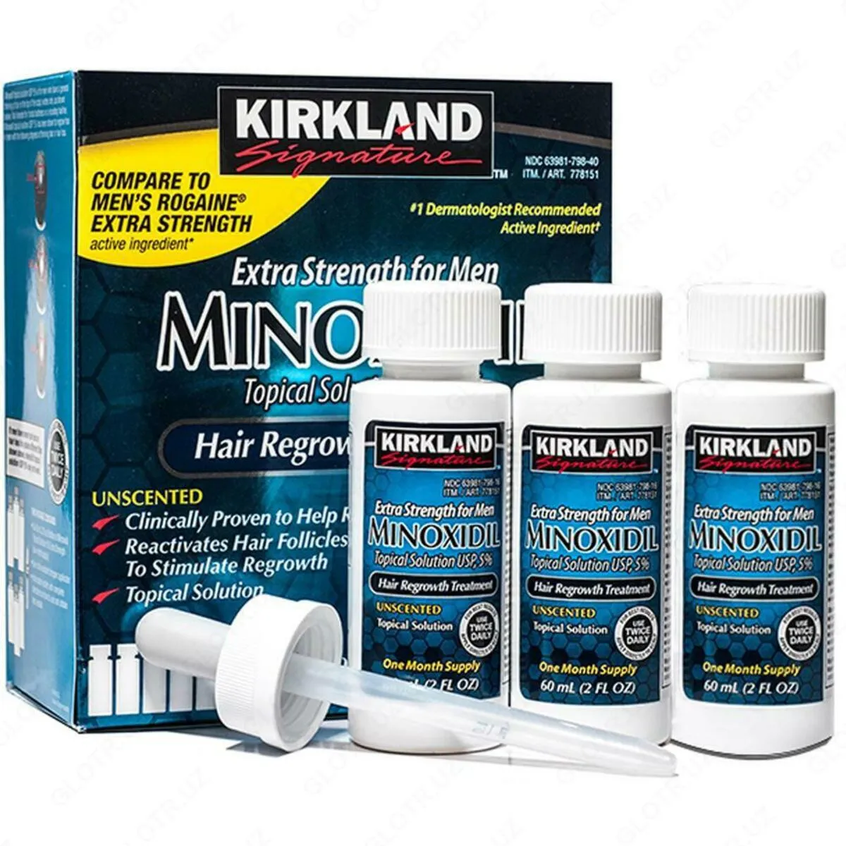 Minoxidil Kirkland 5% - soqol o'sishi uchun mahsulot