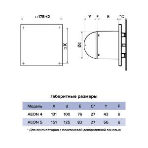 Панель декоративная Aeon D100/125 175х175 пластик Matt Black Diciti