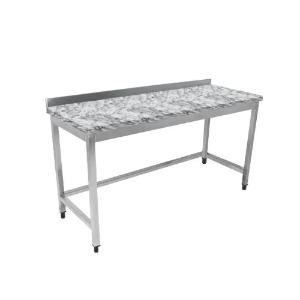 Стол рабочий с бортом и обвязкой с 3-х сторон без полки из нержавеющей стали