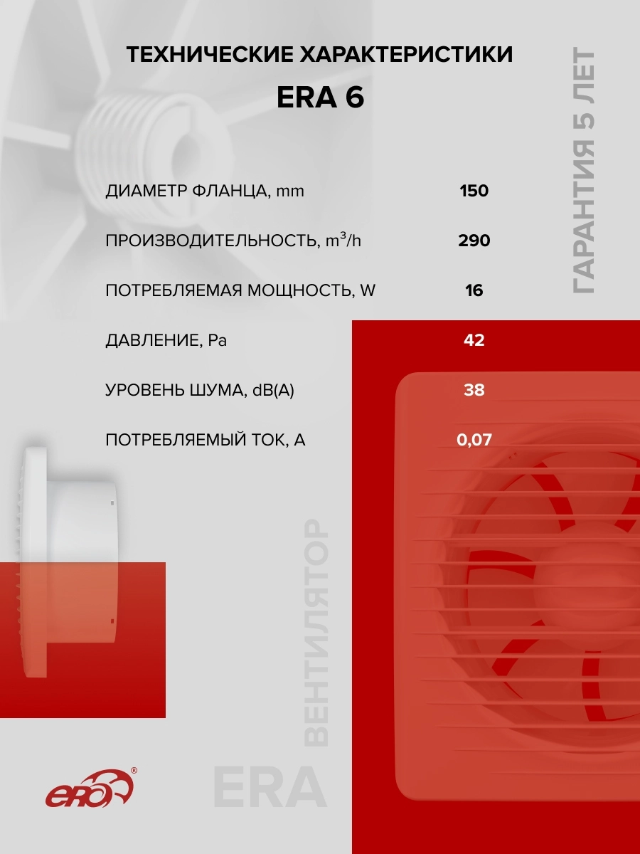 Вентилятор накладной Era D150 Era