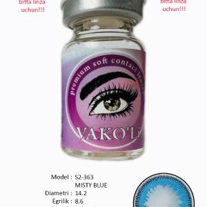 S2-363 MISTY BLUE  0.00  Цветные ГОЛУБЫЕ контактные линзы, для красоты. 1 Линза