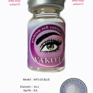 WFS-03 BLUE 0.00 Цветные ГОЛУБЫЕ контактные линзы, для красоты. 1 Линза