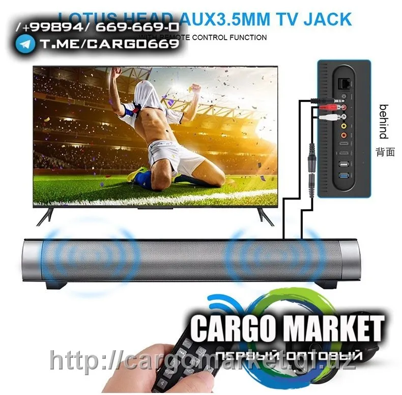Masofadan boshqarish pulti bilan Bluetooth Soundbar sabvuferi 2000mAh