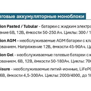 Yarim tortuvchi akkumulyator monobloklari 6V, 210/250 Ah TAB Motion Tabular