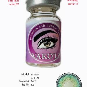 S3-595 GREEN  0.00  Цветные ЗЕЛЕНЫЕ контактные линзы, для красоты. 1 Линза