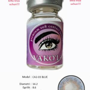 CA2-03 BLUE  0.00  Цветные ГОЛУБЫЕ контактные линзы, для красоты. 1 Линза