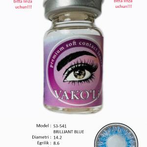  S3-541 BRILLIANT BLUE  0.00 Цветные ГОЛУБЫЕ контактные линзы, для красоты. 1 Линза