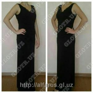 Длинное вечернее платье со вставками из гипюра Арт. 001