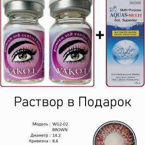 WG2-02 BROWN 0.00 2PS с Раствором Цветные КАРИЕ  2 Линзы+Раствор в Подарок