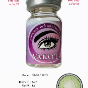 NA-09 GREEN  0.00  Цветные ЗЕЛЕНЫЕ контактные линзы, для красоты. 1 Линза