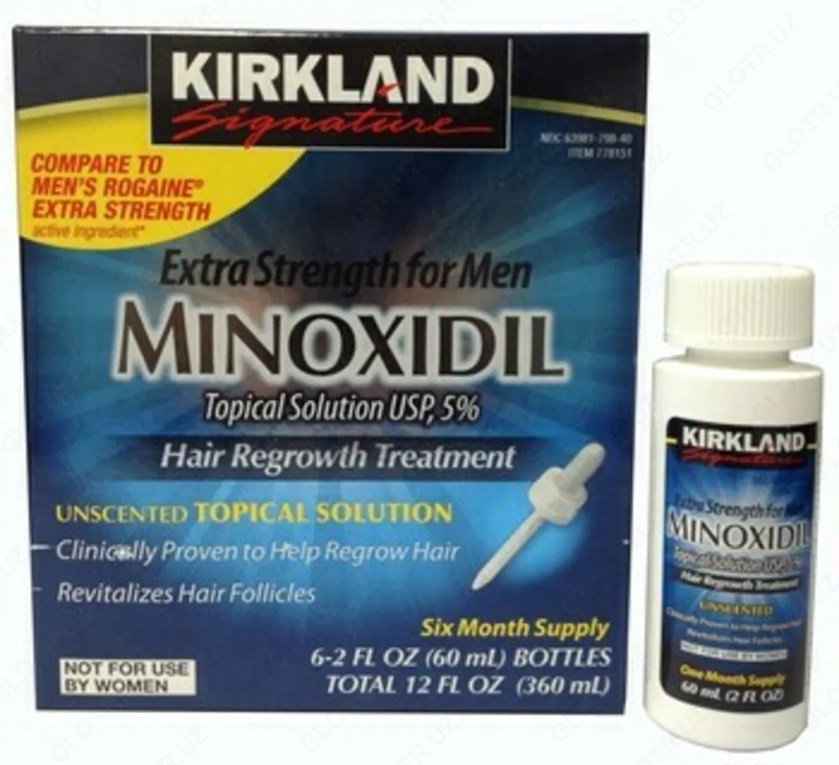 Minoxidil Kirkland 5% - soqol o'sishi uchun mahsulot