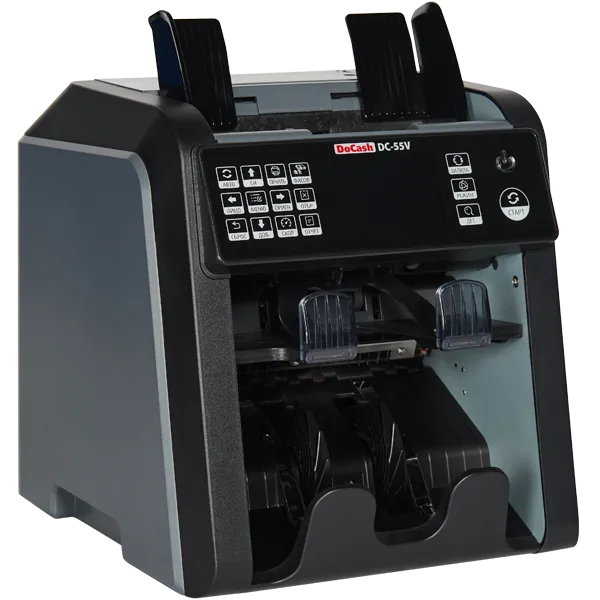 МУЛЬТИВАЛЮТНЫЙ СЧЁТЧИК БАНКНОТ 2-Х КАРМАННЫЙ (2 CIS) DOCASH DC-55V