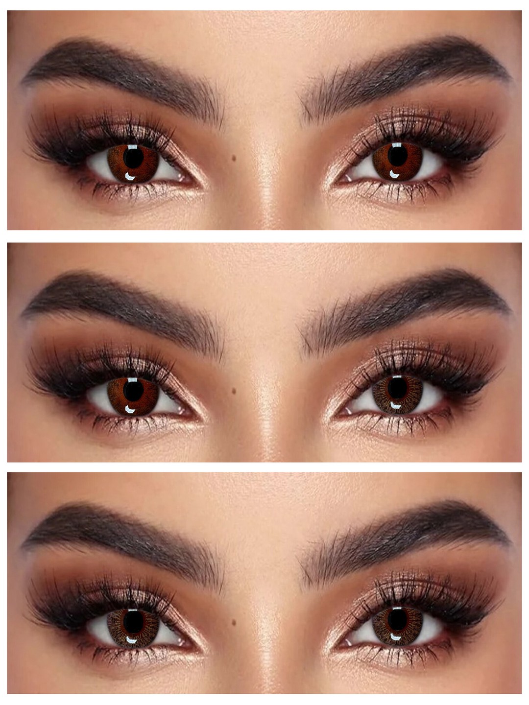 S3-322 BROWN 0.00 Rangli QO‘NG‘IR linzalari, go‘zallik uchun. 1 dona linza