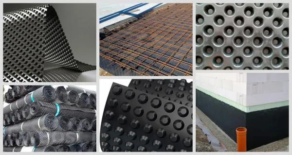 Profillangan membrana, drenaj geomembranasi, boshoqli