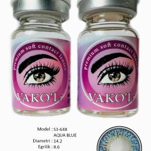 S3-648 AQUA BLUE  0.00 2PS Цветные ГОЛУБЫЕ контактные линзы, для красоты. 2 Линзы.