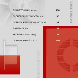 Вентилятор накладной E D100 сетка Era