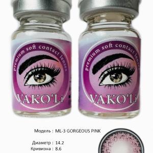 ML-3 GORGEOUS PINK  0.00 2PS  Цветные ФИОЛЕТОВЫЕ контактные линзы, для красоты. 2 Линзы.