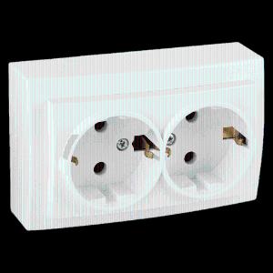 Двойная Розетка с Заземлением наружный