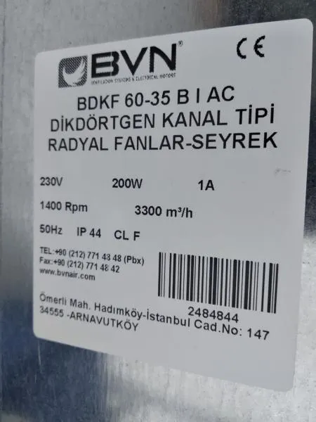 To'rtburchak kanalli fan BDKF 60-35