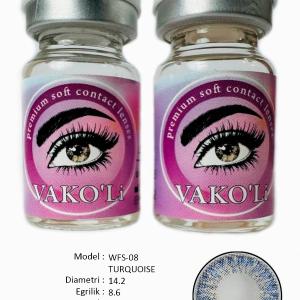 WFS-08 TURQUOISE  0.00 2PS Цветные ГОЛУБЫЕ контактные линзы, для красоты. 2 Линзы.
